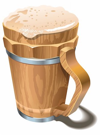 Wooden cup or tankard full of beer, with froth head, photo-real vector illustration Photographie de stock - Aubaine LD & Abonnement, Code: 400-04280894