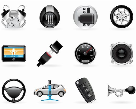 simsearch:400-04118804,k - Car options, accessories and  features icon set Photographie de stock - Aubaine LD & Abonnement, Code: 400-04280937