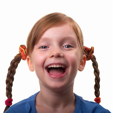 Funny smiling little girl portrait isolated over white background Fotografie stock - Microstock e Abbonamento, Codice: 400-04281048