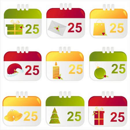 simsearch:400-05725983,k - set of 9 christmas calendar icons Stock Photo - Budget Royalty-Free & Subscription, Code: 400-04281104