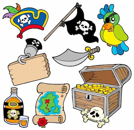 Pirate collection 10 on white background - vector illustration. Stock Photo - Budget Royalty-Free & Subscription, Code: 400-04281130