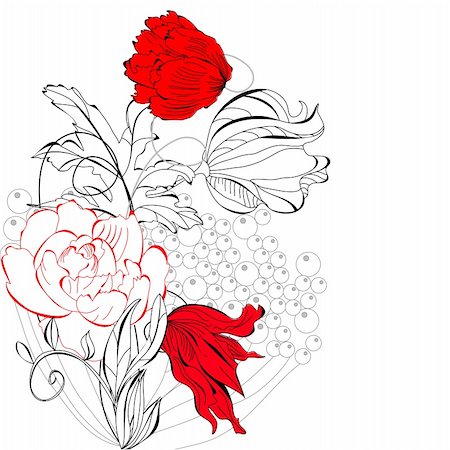 flower border design of rose - Template for greeting card Stock Photo - Budget Royalty-Free & Subscription, Code: 400-04281243