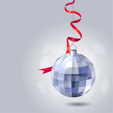 Christmas blue background with hanging mirror ball Stock Photo - Budget Royalty-Free & Subscription, Code: 400-04281378