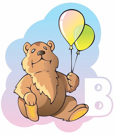 simsearch:400-04258698,k - Series of Children alphabet: letter B, bear and balloons, cartoon vector illustration Stock Photo - Budget Royalty-Free & Subscription, Code: 400-04281400