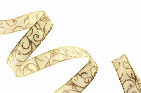 simsearch:400-05355610,k - gold ribbon design element isolated on white Photographie de stock - Aubaine LD & Abonnement, Code: 400-04281723