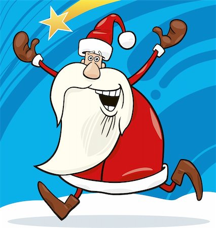 fat men in uniform - cartoon illustration of happy running santa Stock Photo - Budget Royalty-Free & Subscription, Code: 400-04281950