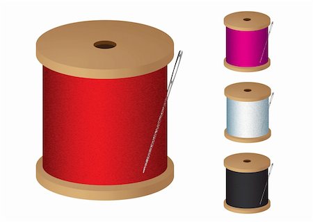 Cotton reel collection with sewing needle and colored thread Photographie de stock - Aubaine LD & Abonnement, Code: 400-04281963