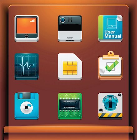 floppy disk - Mobile devices apps/services icons. Part 7 of 12 Fotografie stock - Microstock e Abbonamento, Codice: 400-04281976