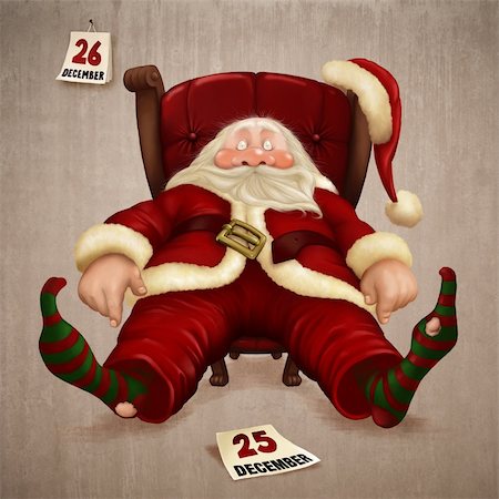 exhausted santa claus - Tired Santa Claus the day after Christmas Stock Photo - Budget Royalty-Free & Subscription, Code: 400-04282098
