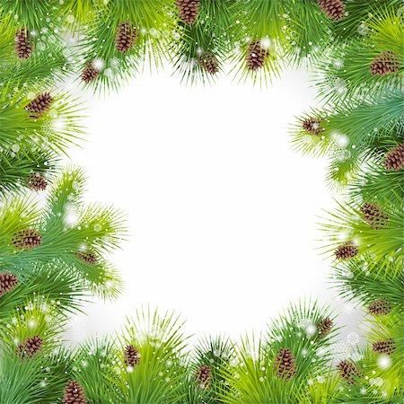christmas background with christmas tree. Vector frame with green fir Stock Photo - Budget Royalty-Free & Subscription, Code: 400-04282212