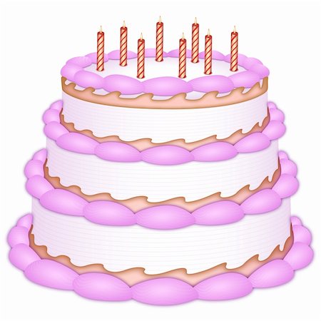 illustration of birthday cake on white background Photographie de stock - Aubaine LD & Abonnement, Code: 400-04282536