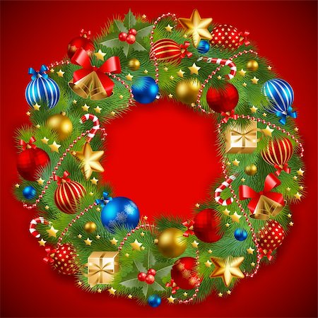 simsearch:400-04264886,k - christmas garland with baubles and christmas tree Foto de stock - Royalty-Free Super Valor e Assinatura, Número: 400-04282881