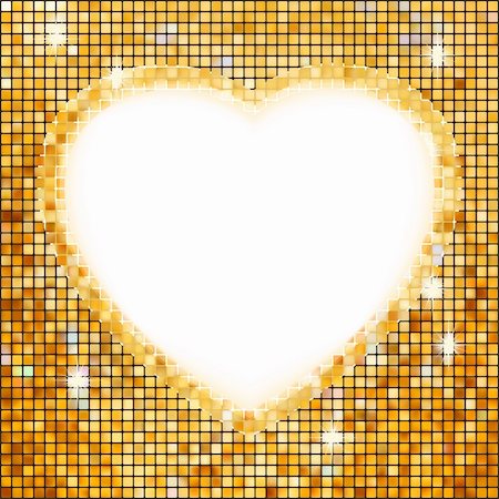 Gold frame in the shape of heart. EPS 8 vector file included Stock Photo - Budget Royalty-Free & Subscription, Code: 400-04282971