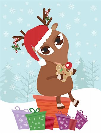 Christmas reindeer with presents Stock Photo - Budget Royalty-Free & Subscription, Code: 400-04282989