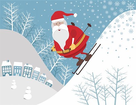 santa claus ski - Christmas character Foto de stock - Super Valor sin royalties y Suscripción, Código: 400-04283025