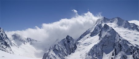 simsearch:400-07219033,k - Panorama Caucasus Mountains. Ski resort Dombay. View from the ski slope. Stock Photo - Budget Royalty-Free & Subscription, Code: 400-04283115