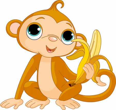 simsearch:400-04647558,k - Illustration of funny Monkey with banana Fotografie stock - Microstock e Abbonamento, Codice: 400-04283121