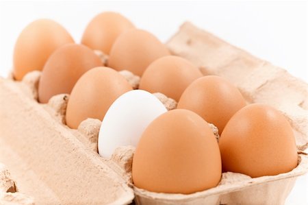 simsearch:400-04313912,k - eggbox with 9 brown eggs and 1 white egg isolated on white Stockbilder - Microstock & Abonnement, Bildnummer: 400-04283317