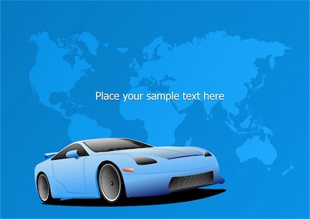 simsearch:400-08048154,k - Blue cover for brochure with Earth, car images. Photographie de stock - Aubaine LD & Abonnement, Code: 400-04283598
