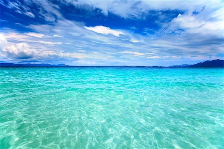 Blue clean sea and cloudy sky landscape Stock Photo - Budget Royalty-Free & Subscription, Code: 400-04283629