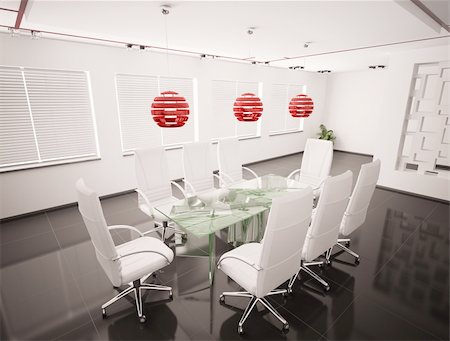 simsearch:400-04241682,k - Modern boardroom with glass table interior 3d Stock Photo - Budget Royalty-Free & Subscription, Code: 400-04283651