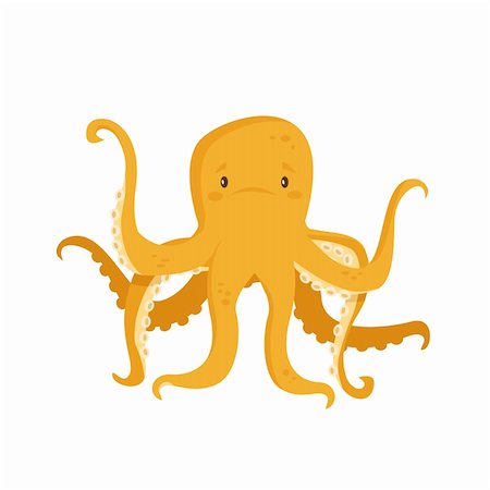 cartoon octopus isolated Stock Photo - Budget Royalty-Free & Subscription, Code: 400-04283819