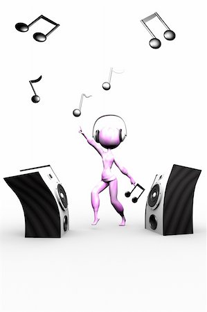 dance club signs - 3d human dance with headphone and speakers Stock Photo - Budget Royalty-Free & Subscription, Code: 400-04283895