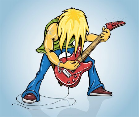 rocker guitarist - rock guitarist playing on electric guitar vector illustration Stock Photo - Budget Royalty-Free & Subscription, Code: 400-04283967