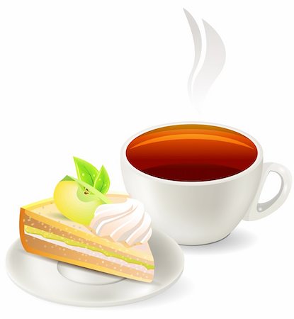 Cup of hot tea with slice of apple cake Stock Photo - Budget Royalty-Free & Subscription, Code: 400-04294085