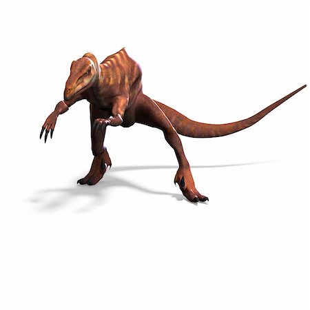 Dinosaur Deinonychus. 3D rendering with clipping path and shadow over white Stock Photo - Budget Royalty-Free & Subscription, Code: 400-04294121