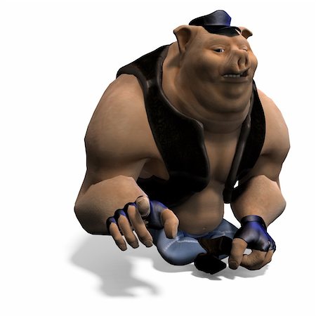 simsearch:400-04311910,k - toon animal big pig as a biker. 3D rendering with clipping path and shadow over white Foto de stock - Royalty-Free Super Valor e Assinatura, Número: 400-04294123