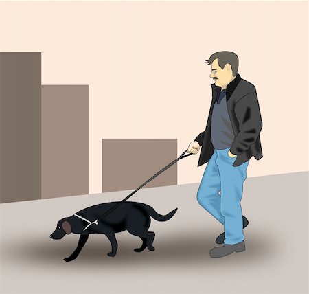 A man walking the dog in the city. Stock Photo - Budget Royalty-Free & Subscription, Code: 400-04294259