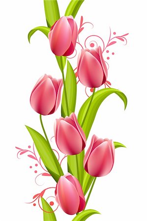 simsearch:400-04298096,k - Vertical seamless pattern made of tulips on white background Foto de stock - Super Valor sin royalties y Suscripción, Código: 400-04294342