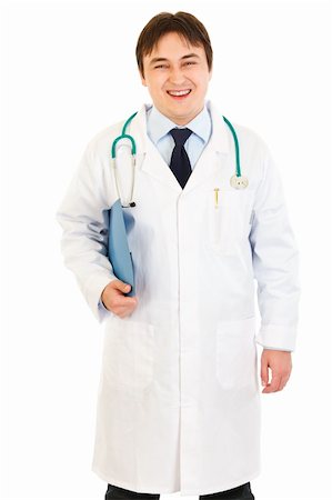 simsearch:400-04351236,k - Pleased  doctor holding medical chart in hand  isolated on white Stock Photo - Budget Royalty-Free & Subscription, Code: 400-04294438
