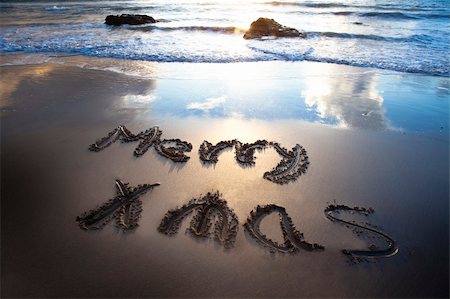 merry christmas on the beach with sunrise Stock Photo - Budget Royalty-Free & Subscription, Code: 400-04294501