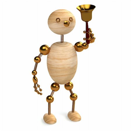 simsearch:400-04675629,k - Wood man with school bell 3d rendered Stockbilder - Microstock & Abonnement, Bildnummer: 400-04294563