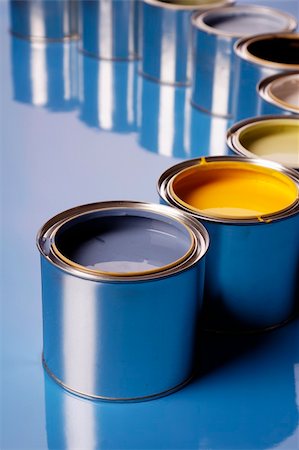 photography paint pigments - Paint cans, brush and other decoration equipment Stock Photo - Budget Royalty-Free & Subscription, Code: 400-04294671