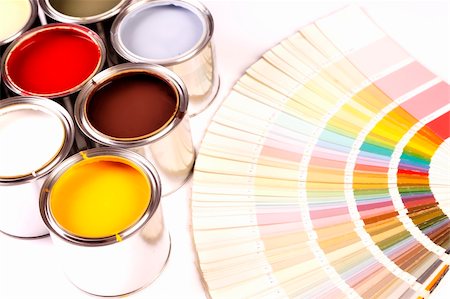 Paint cans, brush and other decoration equipment Photographie de stock - Aubaine LD & Abonnement, Code: 400-04294700