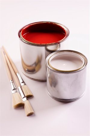 photography paint pigments - Paint cans, brush and other decoration equipment Stock Photo - Budget Royalty-Free & Subscription, Code: 400-04294794