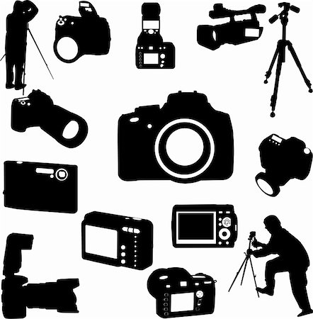 silhouettes of cameraman vector - photographers and cameras - vector Stock Photo - Budget Royalty-Free & Subscription, Code: 400-04294868