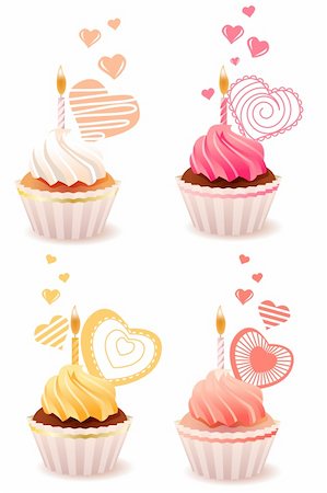 simsearch:400-05056152,k - Sweet small valentine cakes isolated on white background Stock Photo - Budget Royalty-Free & Subscription, Code: 400-04294927