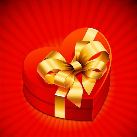 simsearch:400-05674434,k - Red heart shape gift with golden bow Stock Photo - Budget Royalty-Free & Subscription, Code: 400-04294954