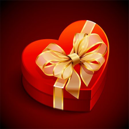 simsearch:400-05674434,k - Red heart shape gift with golden bow Stock Photo - Budget Royalty-Free & Subscription, Code: 400-04294955