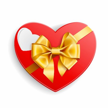 simsearch:400-05674434,k - Red heart shape gift with golden bow Stock Photo - Budget Royalty-Free & Subscription, Code: 400-04294956