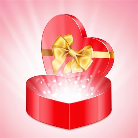 simsearch:400-05674434,k - Red heart shape gift with light from inside Stock Photo - Budget Royalty-Free & Subscription, Code: 400-04294964