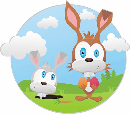 simsearch:400-04496525,k - Funny illustration with easter bunny Foto de stock - Royalty-Free Super Valor e Assinatura, Número: 400-04294965