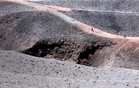 small person big mountain - Path around the secondary crater of Mount Etna Stock Photo - Budget Royalty-Free & Subscription, Code: 400-04294998