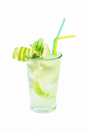 simsearch:400-07555096,k - classic mojito alcohol fresh cocktail closeup isolated on a white Stock Photo - Budget Royalty-Free & Subscription, Code: 400-04295195