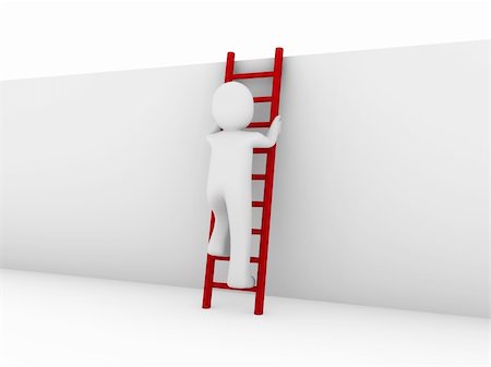 3d human ladder wall success business up red Stock Photo - Budget Royalty-Free & Subscription, Code: 400-04295392