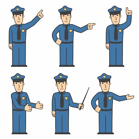 police cartoon characters - set of policeman in different poses on white background Stock Photo - Budget Royalty-Free & Subscription, Code: 400-04295470